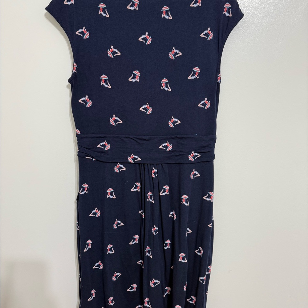 Boden Navy Dress w pretty Sunbather Graphic & Pockets